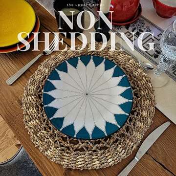 The Upper Kitchen Woven Placemats – Woven Plate Chargers, Wicker Placemats, Rattan Chargers, Wicker Chargers, Charger for Dinner Plates, Boho Placemats, Plate Chargers Set of 6