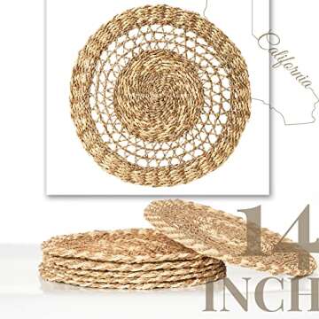 The Upper Kitchen Woven Placemats – Woven Plate Chargers, Wicker Placemats, Rattan Chargers, Wicker Chargers, Charger for Dinner Plates, Boho Placemats, Plate Chargers Set of 6