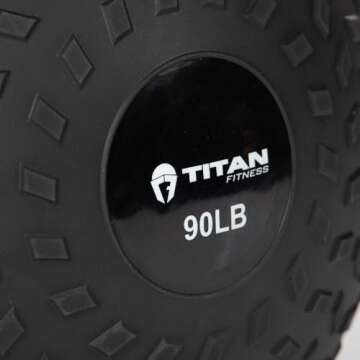 Titan Fitness 90 LB Rubber Tread Slam Ball - Perfect for Strength Training and More