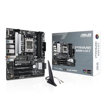 ASUS Prime B650M-A AX II AMD B650 AM5 Ryzen™ Desktop 9000 8000 & 7000 Micro-ATX mATX Motherboard, ...