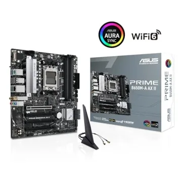 ASUS Prime B650M-A AX II AMD B650 AM5 Ryzen™ Desktop 9000 8000 & 7000 Micro-ATX mATX Motherboard, DDR5, PCIe 5.0 M.2, 2.5Gb LAN, Wi-Fi 6, DisplayPort, HDMI®, BIOS Flashback™ (Renewed)