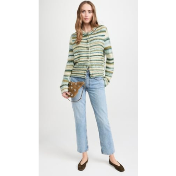 Clare V. Women's Lune Bag in Oat Suede with Studs