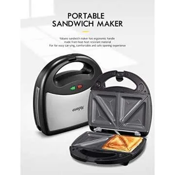 Sandwich Maker 3 in 1, Waffle Make with Removable Plate, Electric Panini Press Grill, Sandwich Toaster with Detachable Non-stick Coating, LED Indicator Lights, Cool Touch Handle, Black