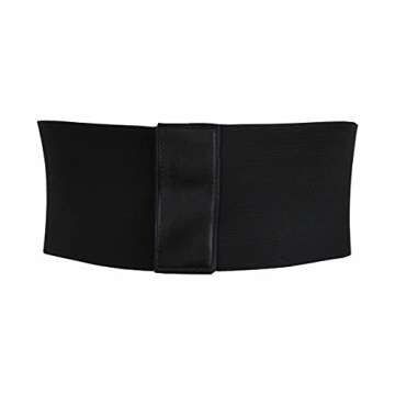 HOEREV Elastic Wide Band Elastic Tied Waspie Corset Waist Belt,Small,Black