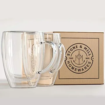 Stone & Mill Insulated Double Wall Coffee Cups - 12 oz