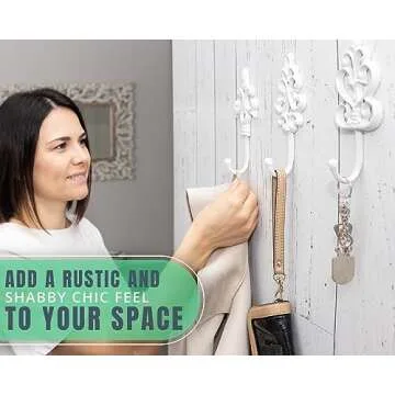 Shabby Chic Decorative Wall Hooks - Set of 3 - Pure White