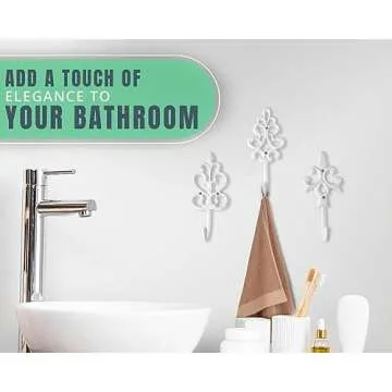 Shabby Chic Decorative Wall Hooks - Set of 3 - Pure White