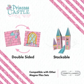 CreateOn Castle Magna-Tiles for Kids, 53-piece Set