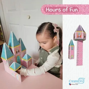 CreateOn Castle Magna-Tiles for Kids, 53-piece Set