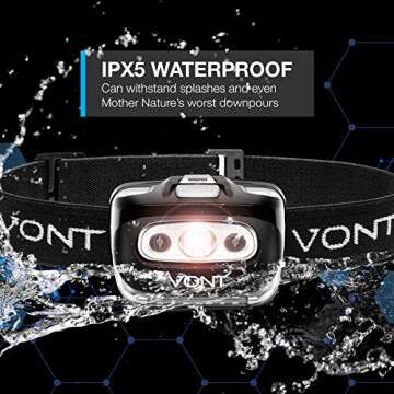 Vont 2-Pack Spark Headlamp + Dual Bike Light Bundle - Ideal Lighting Combo for Biking, Camping, Hiki...