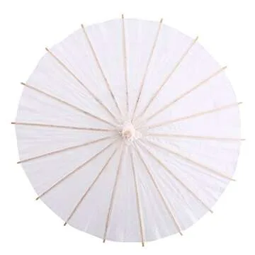 White Color Paper Decorative Umbrella Parasol Wedding Bridal Party Decor Photo Cosplay Prop for for Rainbow Party Classroom Ceiling Decoration(Diameter: 60cm/23.62in)