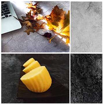 Meking 22x35inch Wood Concrete Backdrop for Stunning Flat Lay Photography, 3 Pack