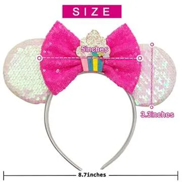 Birthday Mouse Ears Headband for Women Birthday gifts park ears hair accessories for girls (BIRTHDAY)
