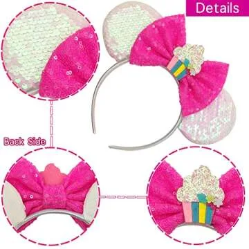 Birthday Mouse Ears Headband for Women Birthday gifts park ears hair accessories for girls (BIRTHDAY)