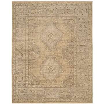 SAFAVIEH Izmir Collection Area Rug - 9' x 12', Gold & Grey, Hand-Knotted Traditional New Zealand Wool, Ideal for High Traffic Areas in Living Room, Bedroom (IZM180A)