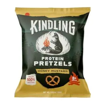 Kindling Protein Pretzels - Honey Mustard | Protein-Packed Snack Size Bags | Kosher | 8-9g Protein P...