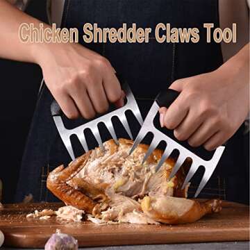 HZXMKB Meat Shredder,Meat Claws bbq Shredding Claw Tools,Pork Pullers Meat Shred Claws,Chicken Shredder Claws Tool, Metal Pulling Forks Barbecue Claws Set of 2, Turkey,Brisket,Black