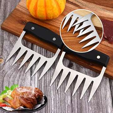 HZXMKB Meat Shredder,Meat Claws bbq Shredding Claw Tools,Pork Pullers Meat Shred Claws,Chicken Shredder Claws Tool, Metal Pulling Forks Barbecue Claws Set of 2, Turkey,Brisket,Black
