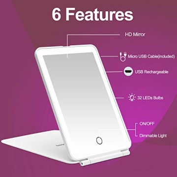 Rechargeable LED Makeup Mirror - Bright, Slim & Travel-Friendly
