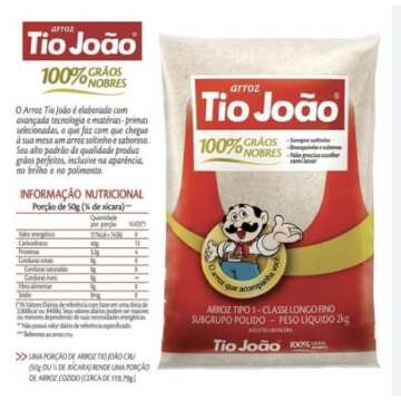 Authentic Brazilian White Rice Tio João 907g | Pack of 5 | Texas Bundle