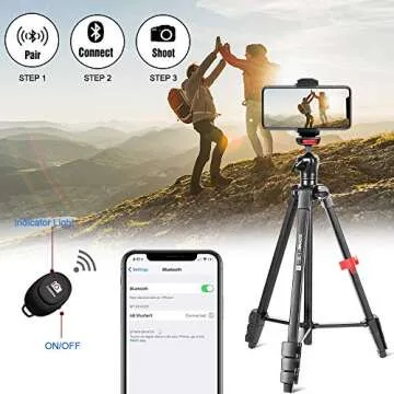 Tripod for iPhone and Android Cellphone,54-inch Premium Flexible Phone Tripod with 14-inch Adjustable Gooseneck, Cellphone Phone Tablet Stand Holder,Upgrade Ball Head and Carrying Bag