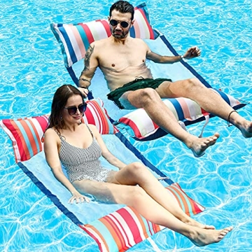 FindUWill Inflatable Pool Float, 2-Pack XL Soft Fabric Multi-Purpose Water Hammock for Adults