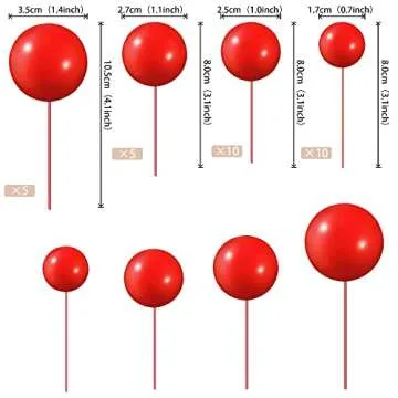 Rsstarxi 30 PCS Red Balls Cake Topper Mini Balloons Cupcake Topper DIY Cake Insert Topper Foam Cake ...