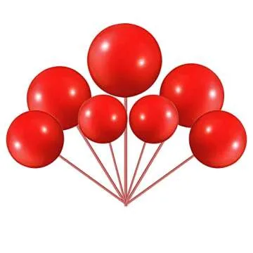 Rsstarxi 30 PCS Red Balls Cake Topper Mini Balloons Cupcake Topper DIY Cake Insert Topper Foam Cake Balls Baking Decoration for Baby Shower Wedding Anniversary Kids Birthday Party Cake Decorations