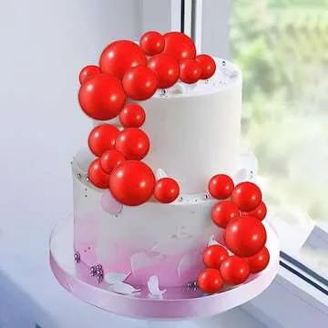 Rsstarxi 30 PCS Red Balls Cake Topper Mini Balloons Cupcake Topper DIY Cake Insert Topper Foam Cake Balls Baking Decoration for Baby Shower Wedding Anniversary Kids Birthday Party Cake Decorations