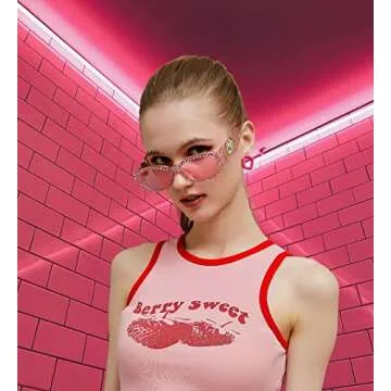 FEISEDY Chunky Rectangle 90s Sunglasses Men Women Crystal Sunglasses UV400 Sparkling Fahion Temple B2880