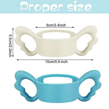 3 Pieces Baby Silicone Bottle Handles Natural Bottle Handle Wide Neck Feeding Handle Easy Carry Hand...