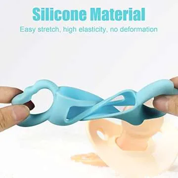 3 Pieces Baby Silicone Bottle Handles Natural Bottle Handle Wide Neck Feeding Handle Easy Carry Handle Lightweight Bottle Handle Small Hand Gripping for Baby Shower(Pink, Off-White, Blue)