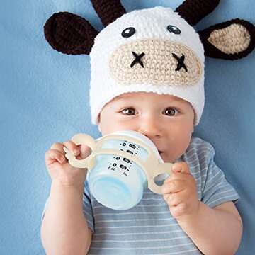 3 Pieces Baby Silicone Bottle Handles Natural Bottle Handle Wide Neck Feeding Handle Easy Carry Handle Lightweight Bottle Handle Small Hand Gripping for Baby Shower(Pink, Off-White, Blue)