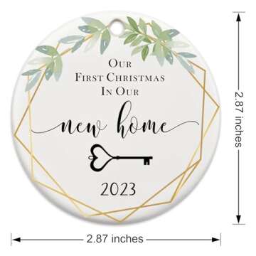 Two-Side Printed Ceramic New Home 2023 Ornament, Our First Christmas in Our New Home 2023 Christmas Ornament, Housewarming Gift