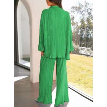 ONIRIKE 2 Piece Lounge Set for Women - Pleated Pajama Set