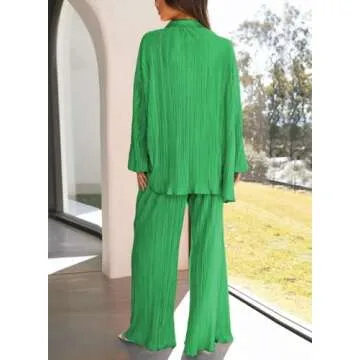 ONIRIKE 2 Piece Lounge Set for Women - Pleated Pajama Set