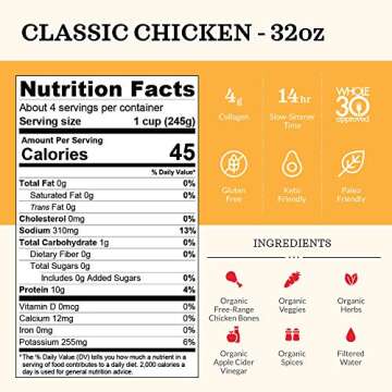 Kettle and Fire Classic Chicken Bone Broth | Keto, Paleo, and Whole 30 Approved | Gluten Free | High...