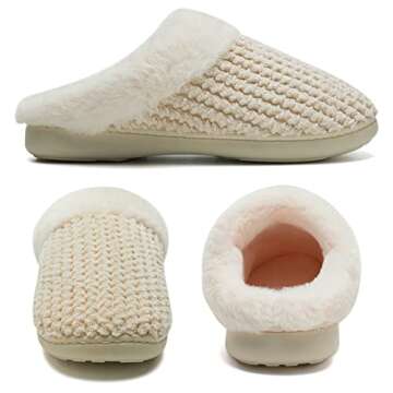 WateLves Women's Slippers Comfort Memory Foam Coral Fleece Slippers Plush Lining House Shoes for Ind...