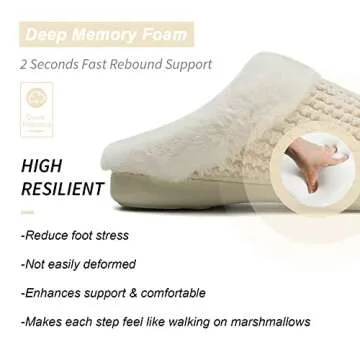 WateLves Women's Slippers Comfort Memory Foam Coral Fleece Slippers Plush Lining House Shoes for Indoor & Outdoor (Beige, 38/39)