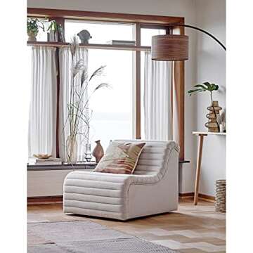 Bloomingville Bouclé Fabric Upholstered Channel Stitch Accent Chair, 31" L x 37" W x 29" H, Cream