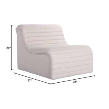 Bloomingville Bouclé Fabric Upholstered Channel Stitch Accent Chair, 31" L x 37" W x 29" H, Cream