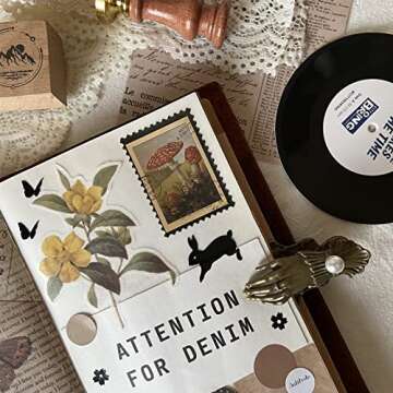 Vintage Postage Stamp Stickers for Scrapbook, 100 Pcs Deco Paper Stickers for Bullet Journal,Botanical Fairy Stickers for Junk Journal, DIY Crafts,Collage Album (Stamp-Like)