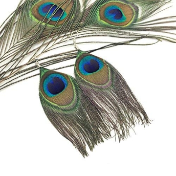 Handmade Boho Peacock Feather Earrings for Women