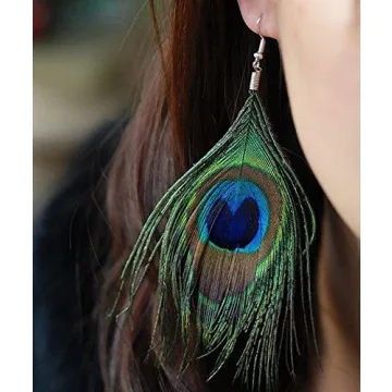 Handmade Boho Peacock Feather Earrings for Women