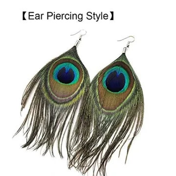 Handmade Boho Peacock Feather Earrings for Women
