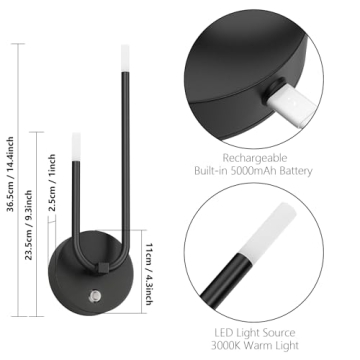Aipsun Modern LED Rechargeable Wall Sconce Set of 2