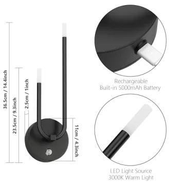 Aipsun Modern LED Rechargeable Wall Sconce Set of 2