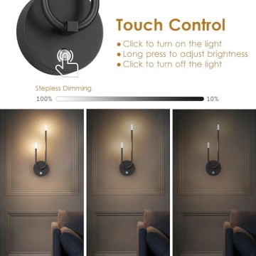 Aipsun Modern LED Rechargeable Wall Sconce Set of 2