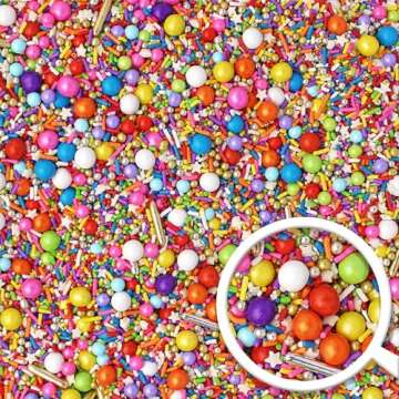 Rainbow Road Sprinkle Mix| Made In USA By Sprinkle Pop| Blend Of White Red Orange Yellow Green Blue Pink Purple Rainbow Sprinkles For Decorating Birthday Chocolate Cakes Cookie Cupcakes Ice Cream,2oz