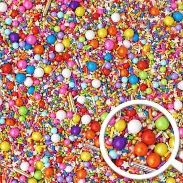 Rainbow Road Sprinkle Mix| Made In USA By Sprinkle Pop| Blend Of White Red Orange Yellow Green Blue Pink Purple Rainbow Sprinkles For Decorating Birthday Chocolate Cakes Cookie Cupcakes Ice Cream,2oz